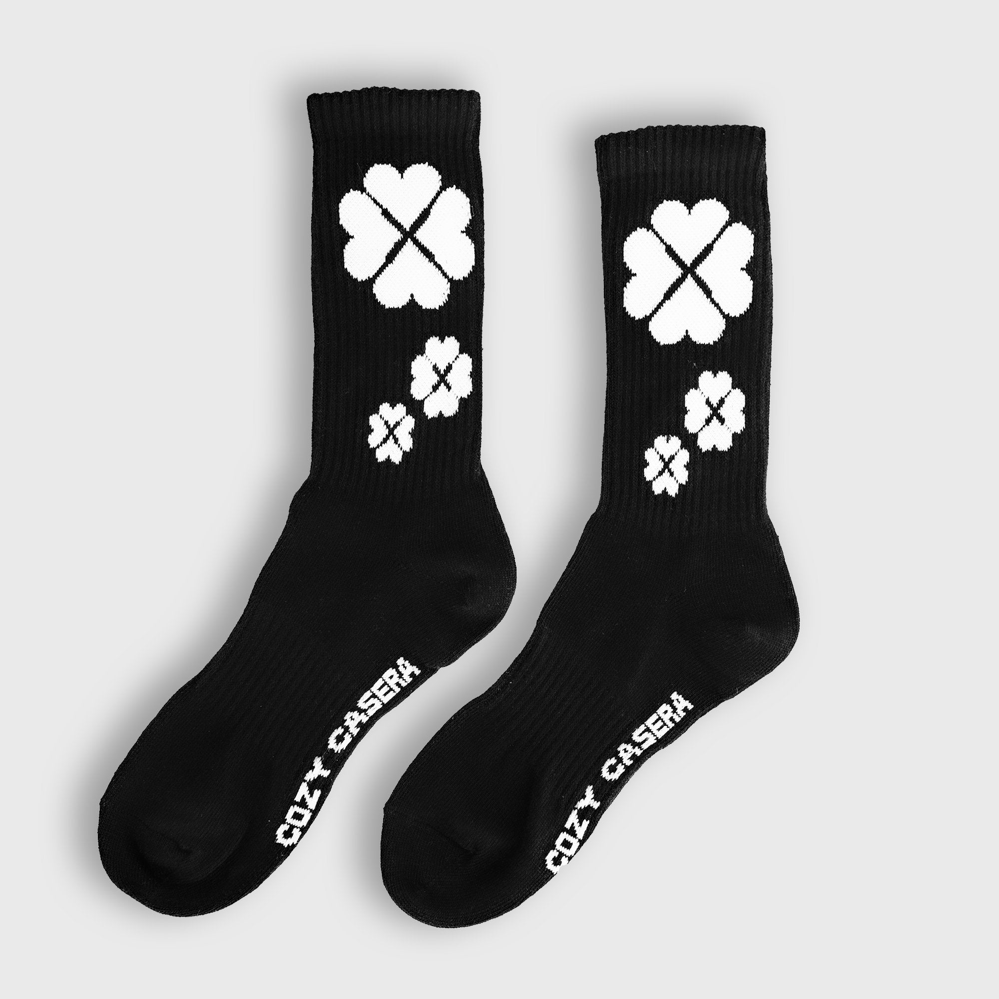 Black TriFlower Socks - Cozy Casera